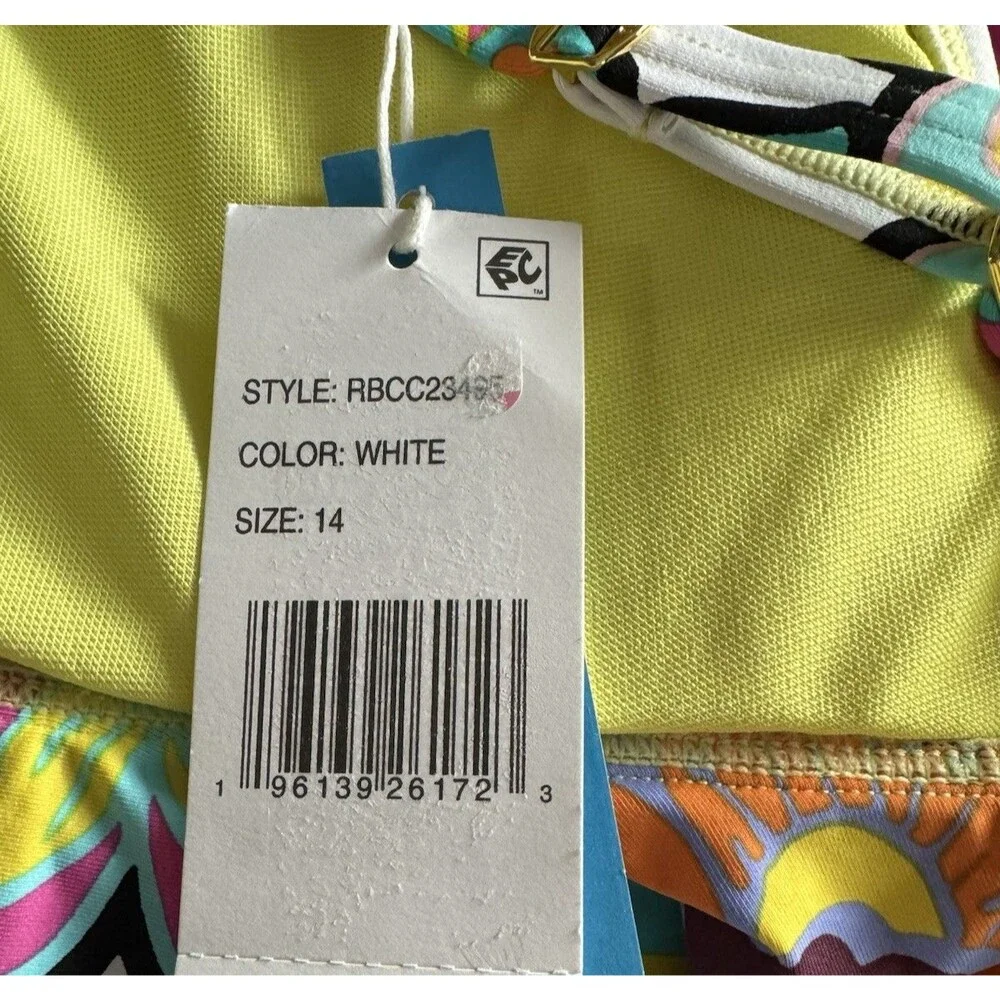 NWT Bleu Rod Beattie Color Crush Floral Tankini Top Hipster Bikini Bottom Sz 14 - Picture 10 of 12